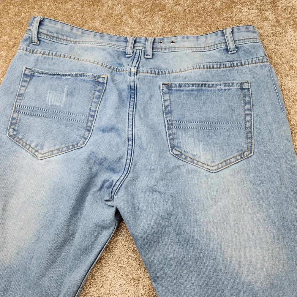 Diesel Industry Mens Distressed Light Wash Straight Leg Jeans Size 36 Button Fly